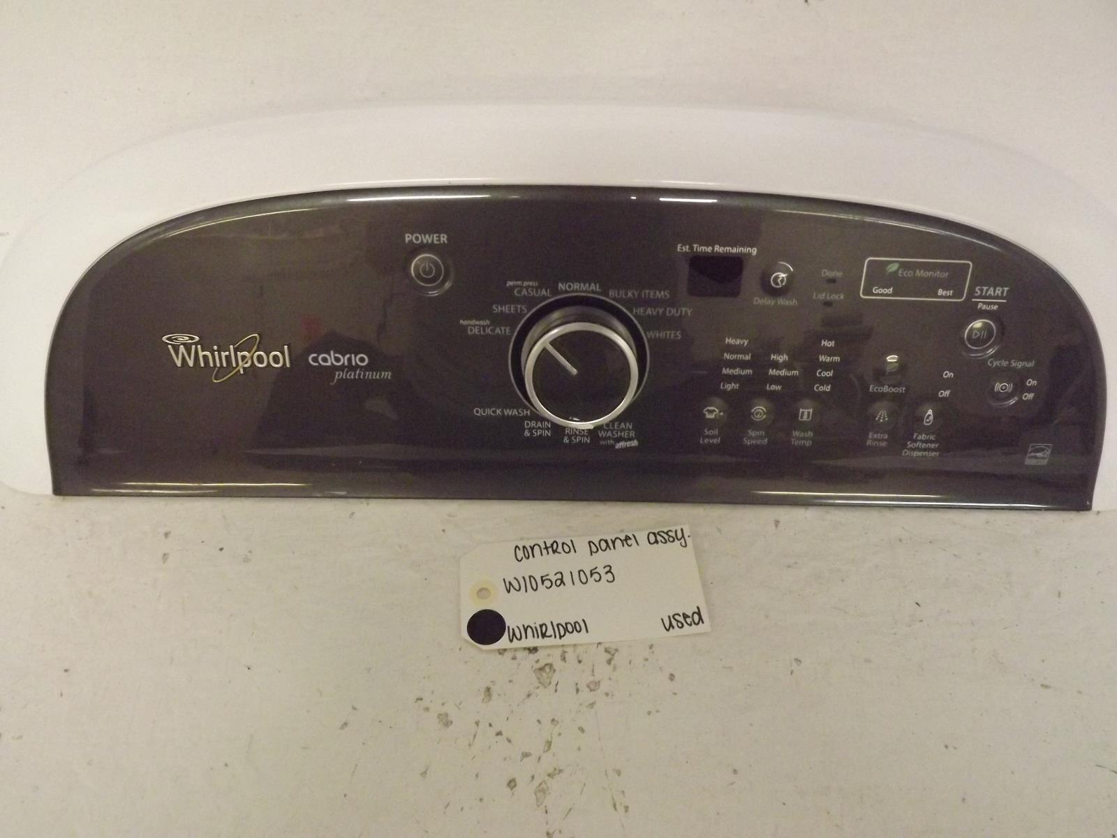 Whirlpool Washer W10521053 Control Panel Assembly Used Whirlpool Washer W10521053 Control Panel Assembly Used